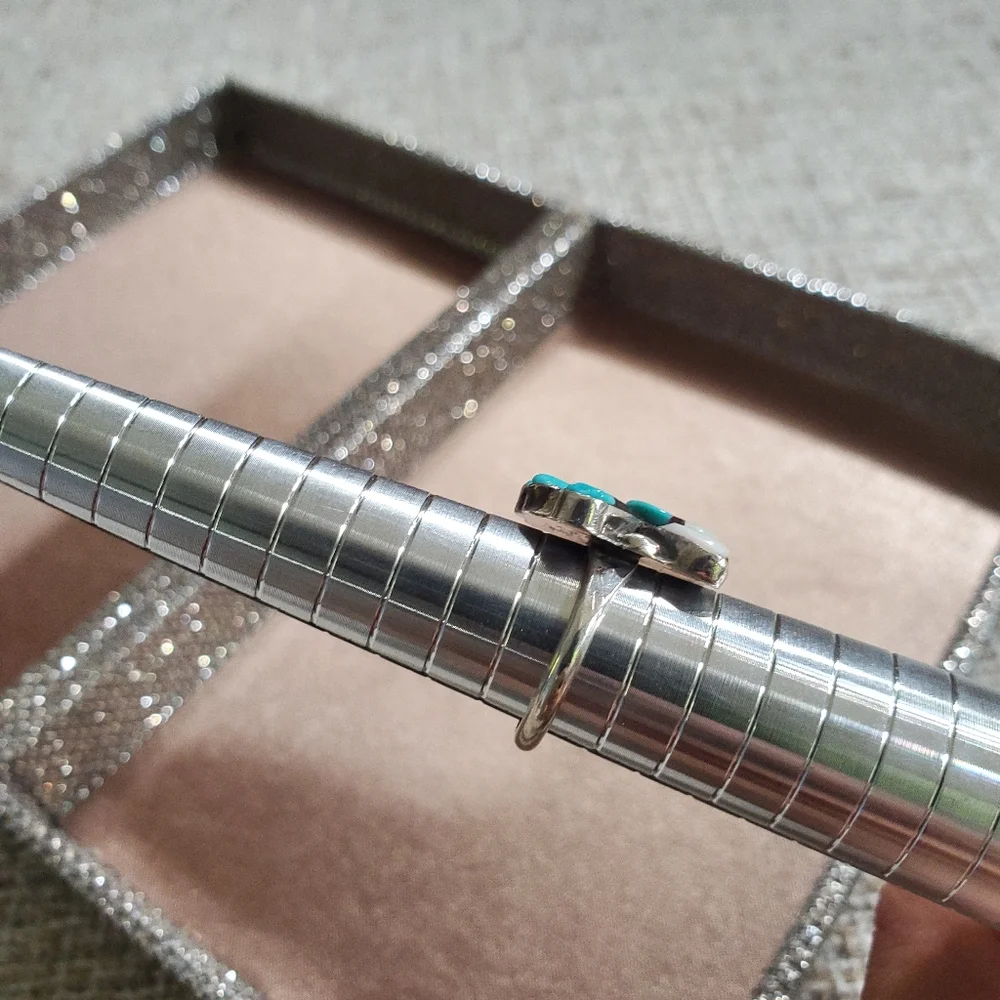 Vintage Native American Kachina Sterling Inlay Ring